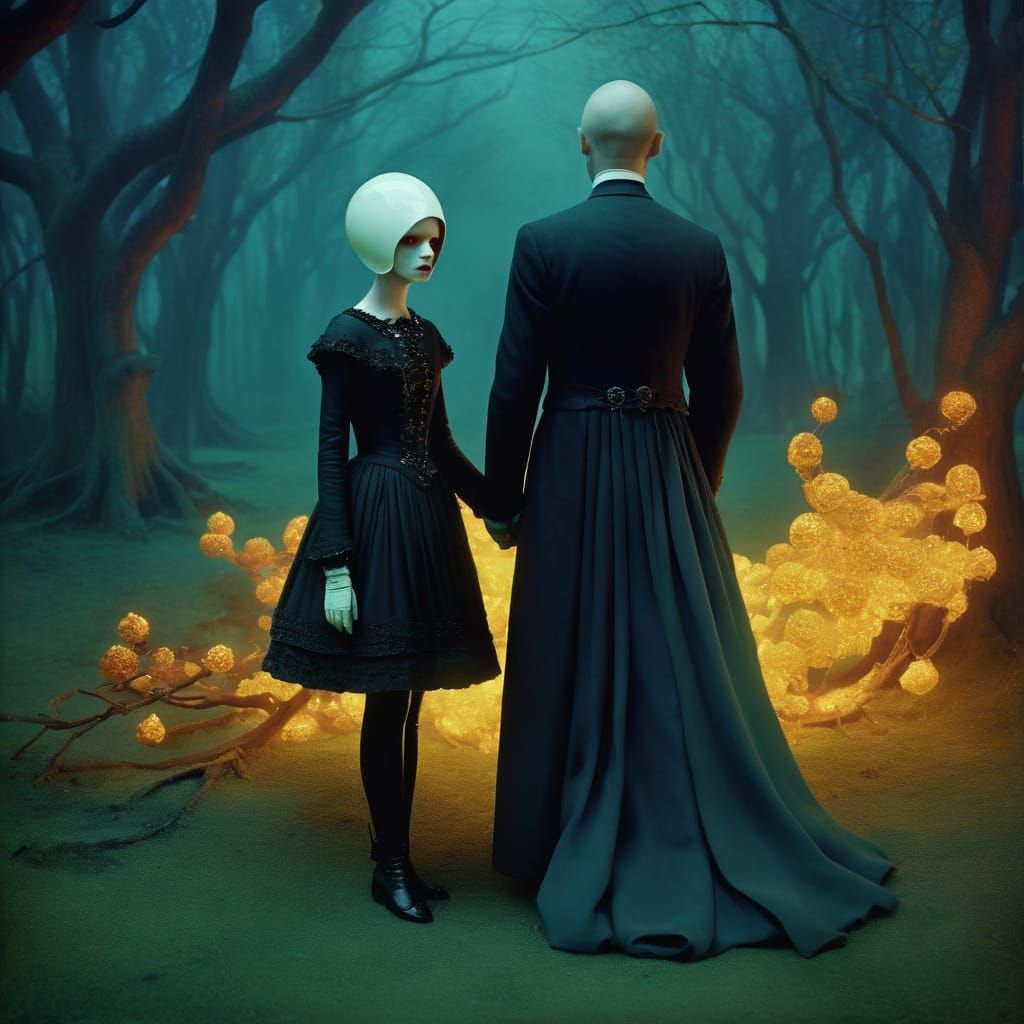 Surreal Dystopian Couple in Autochrome Style