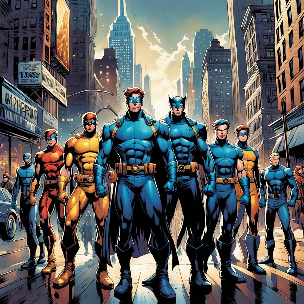 X-Men Assemble in Manhattan: Comic Book Art
