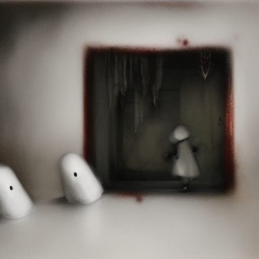 Haunted Ghosts in Dark Room, Digital Painting