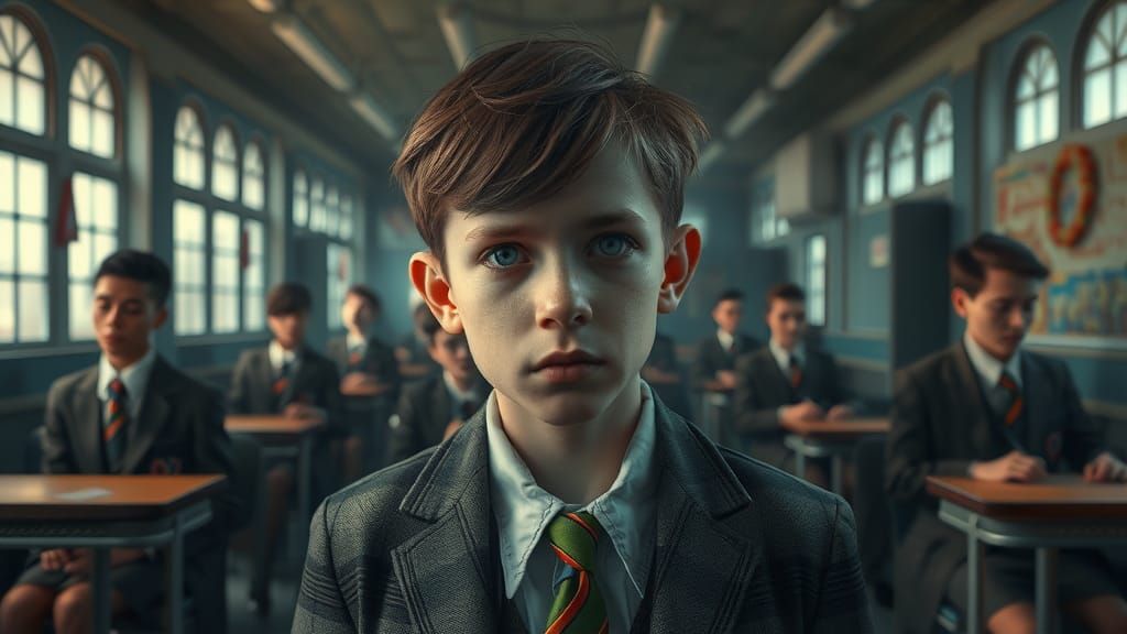 Grotesque Dieselpunk Boy in Surreal Digital Art