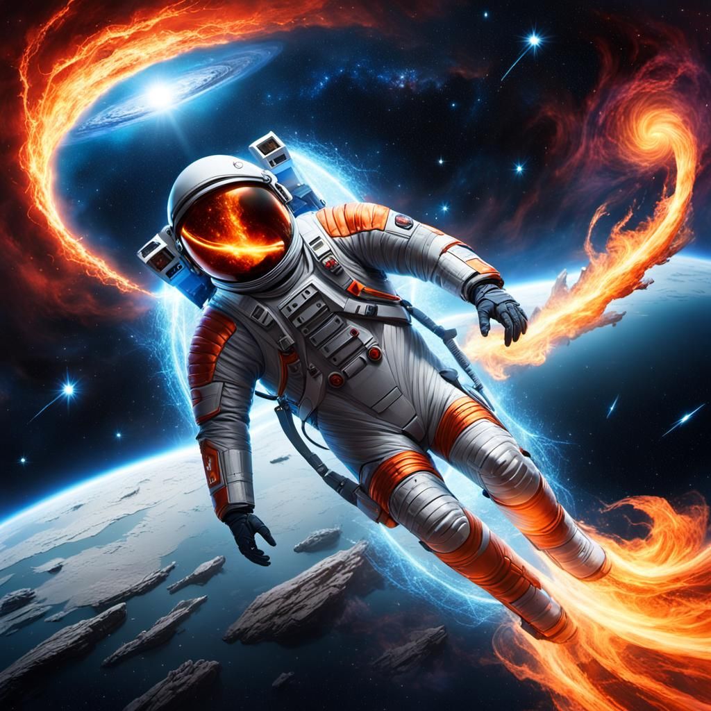 Cosmic Storm Chaser on Comet in Deep Space