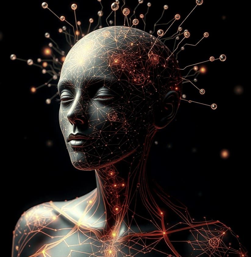 Ethereal Neurographic Art in Naive Folk Style