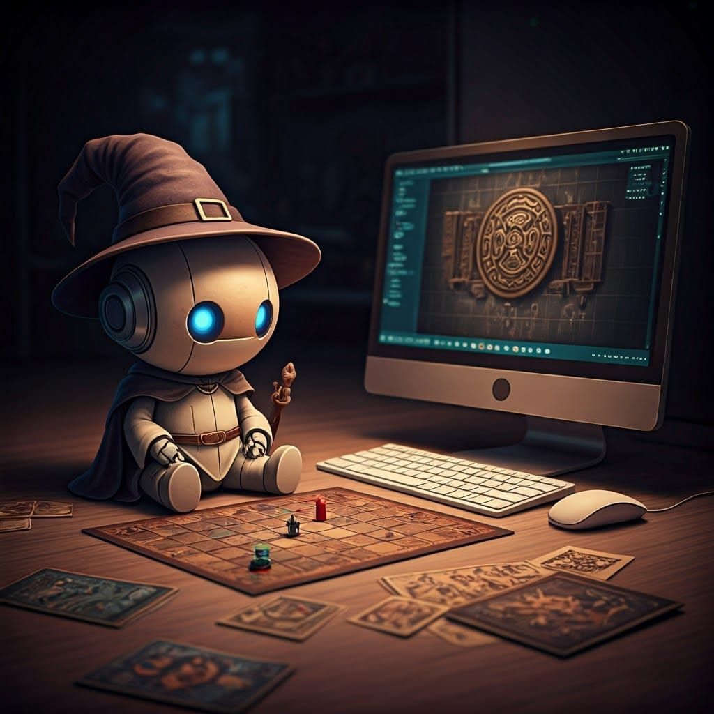 Robot Mage Plays Dungeons and Dragons, Digital Art