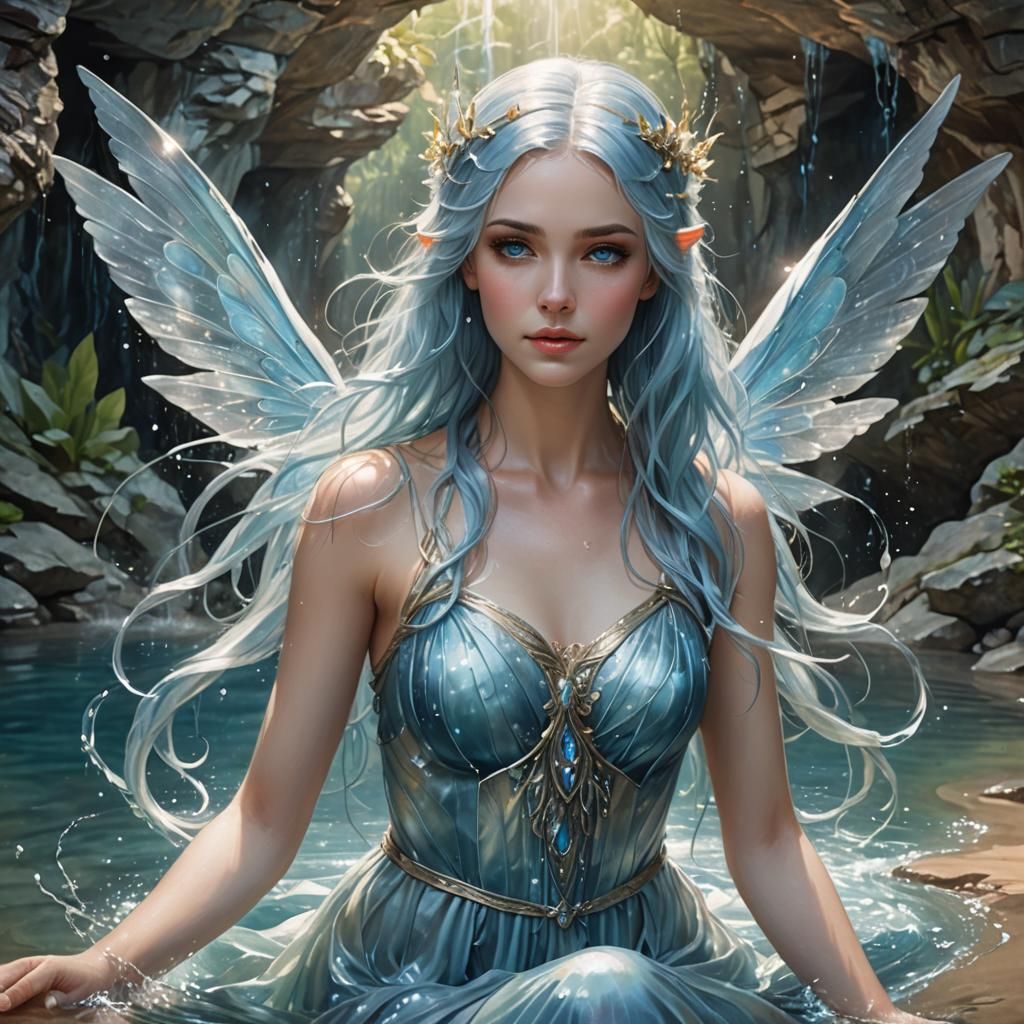 Ethereal Water Fairy Casting Spell: Fantasy Art