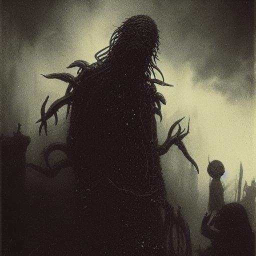 Eldritch Worm Horror in Doré Style