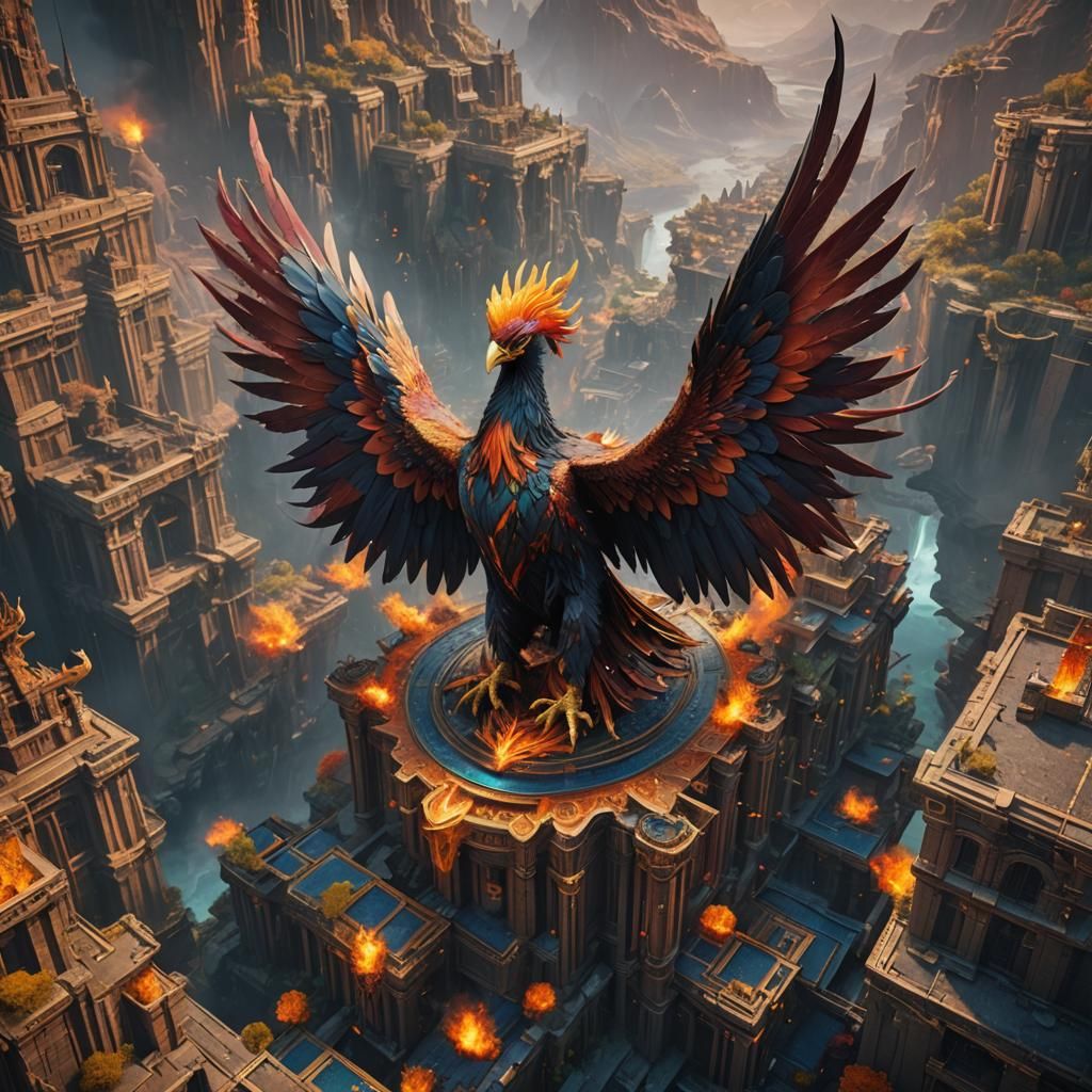 Detailed Phoenix Concept Art in Deep Color