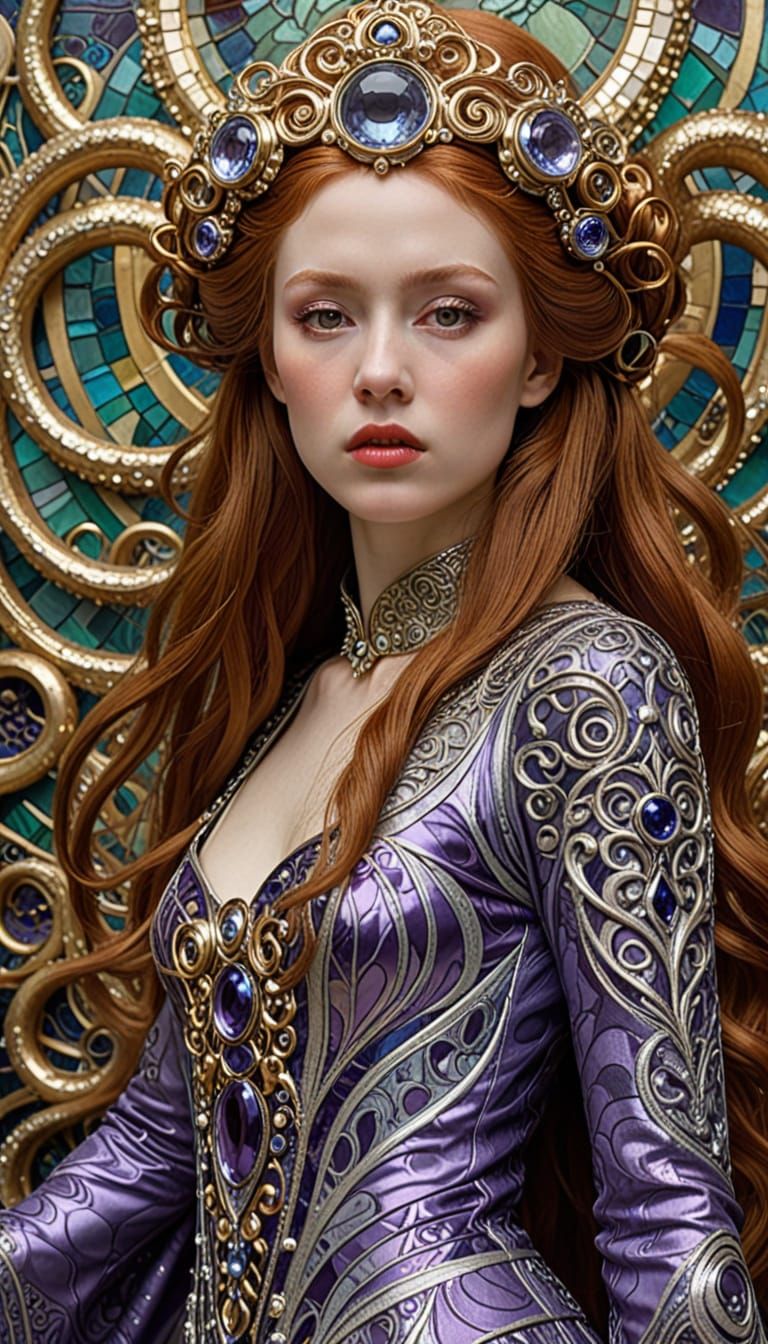 Mythical Princess in Art Nouveau Opulence