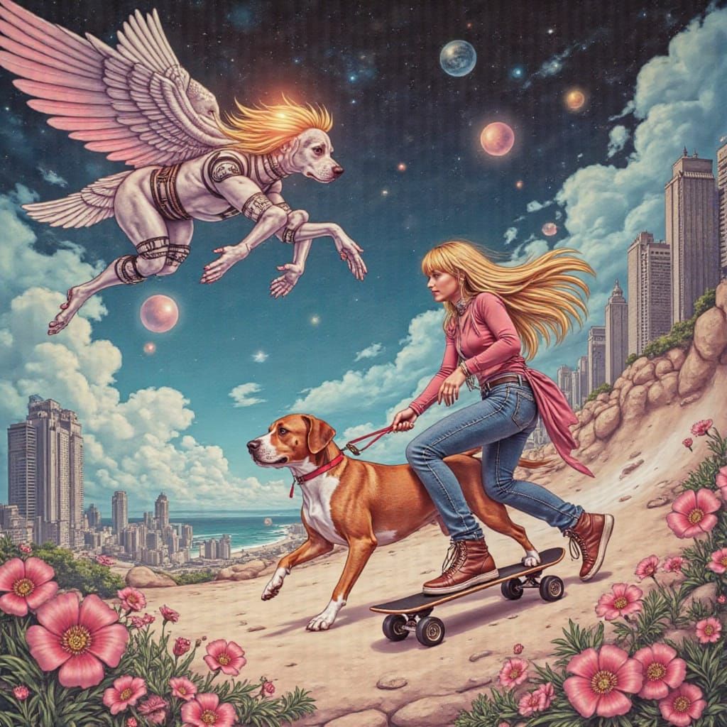 Lazer Winged Robot Angel in 80s Anime Style