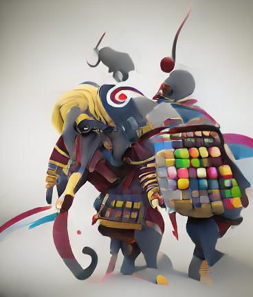 Epic War Elephants in Abstract Style