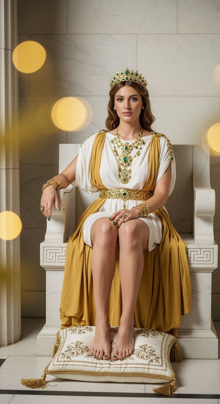 Greek Goddess on Marble Throne as Professional Photography