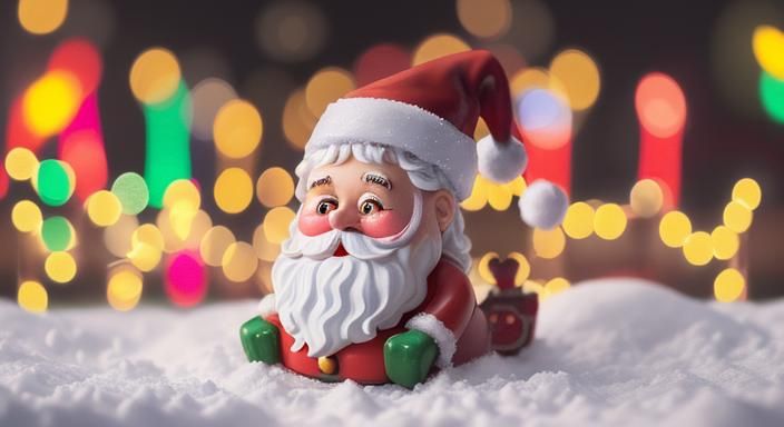 Cute Toy Santa with Candies and Christmas Lights