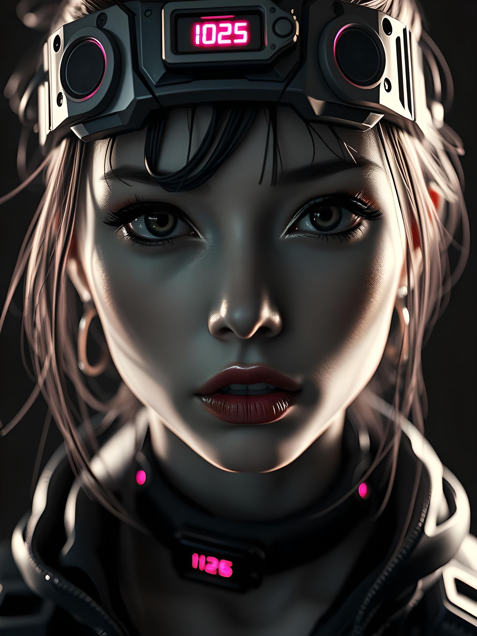 Cyberpunk Anime Woman in Black and White Pop Art