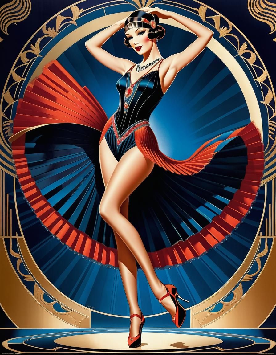 Can-Can Dancer in Art Deco Style