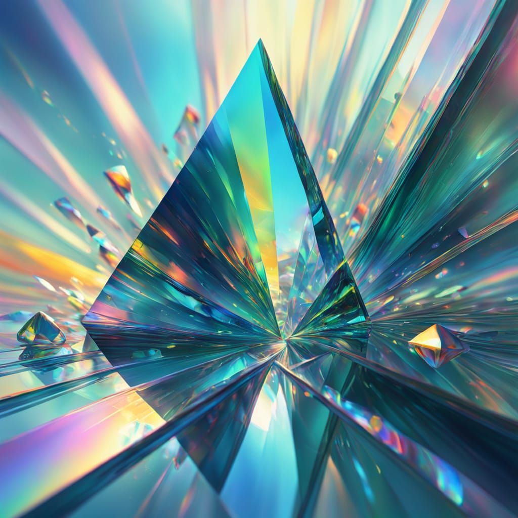 Prism Light Refraction in Surreal Oil Painting