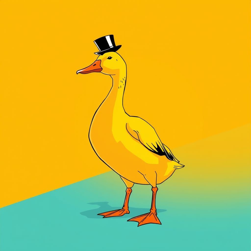 Relaxed Duck in Pop Art with Top Hat