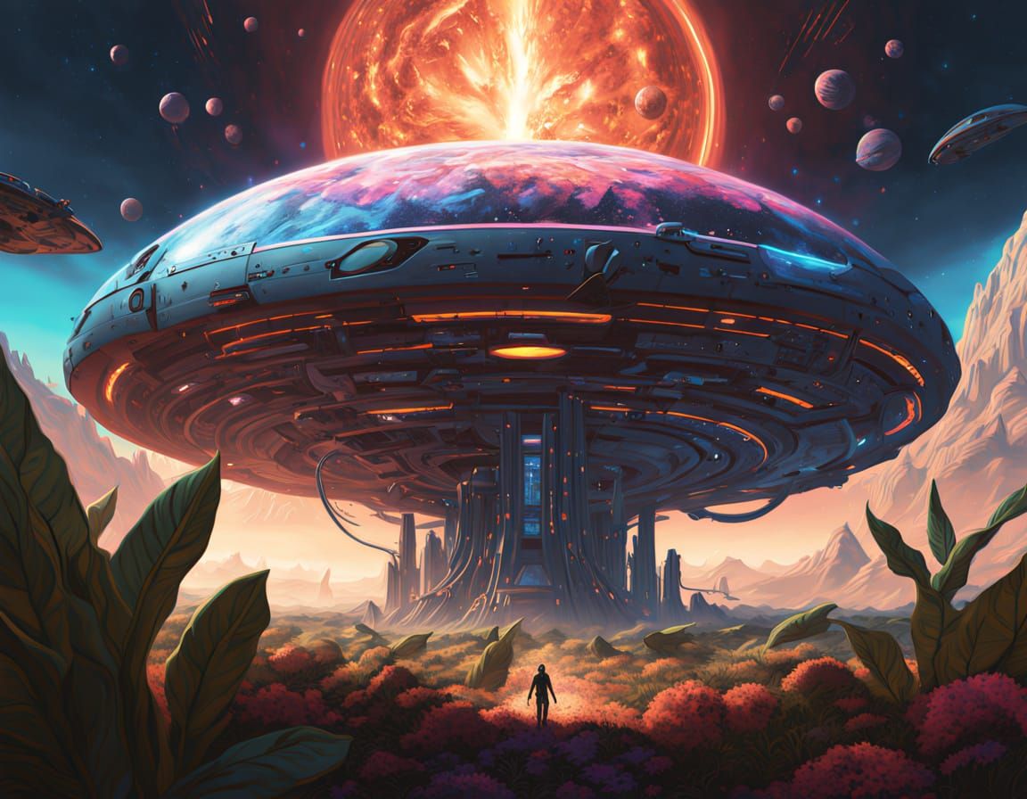 Galaxy Ovum: A Vibrant Sci-Fi Digital Painting