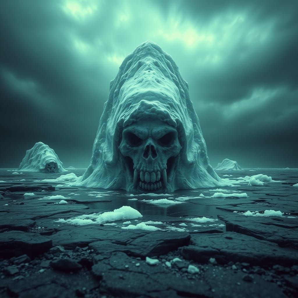 Mysterious Iceberg Beast Glares from Dark Ocean Depths