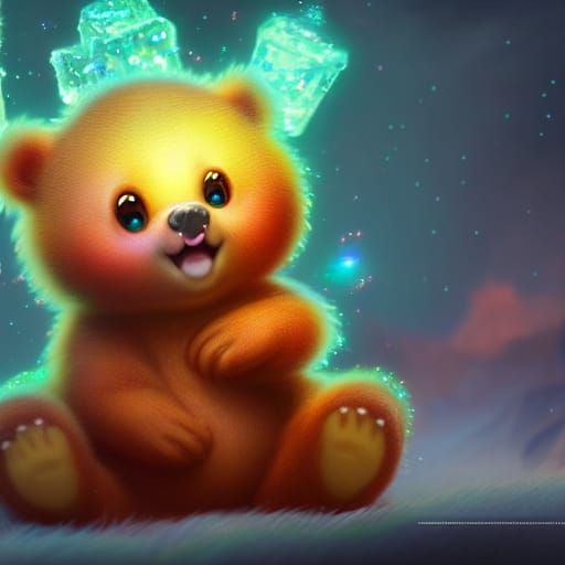 Cute Baby Fire Bear with Crystalline Candy