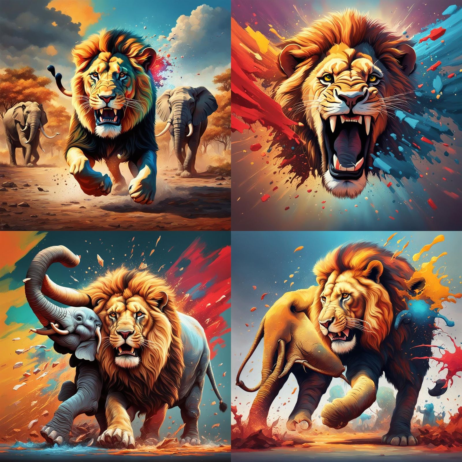 Lion's Victory: Hyperrealistic Battle Scene