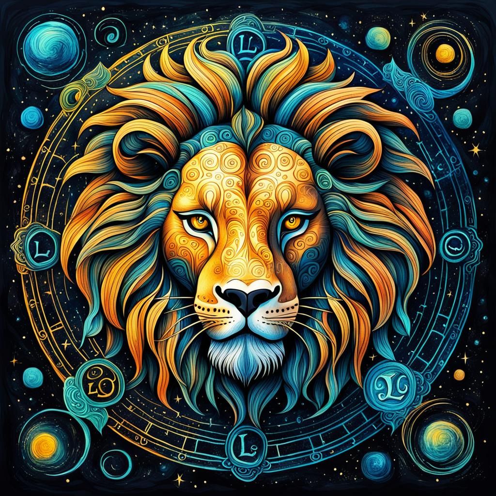 Dreamlike Leo Zodiac Sign in Abstract Crayon Art