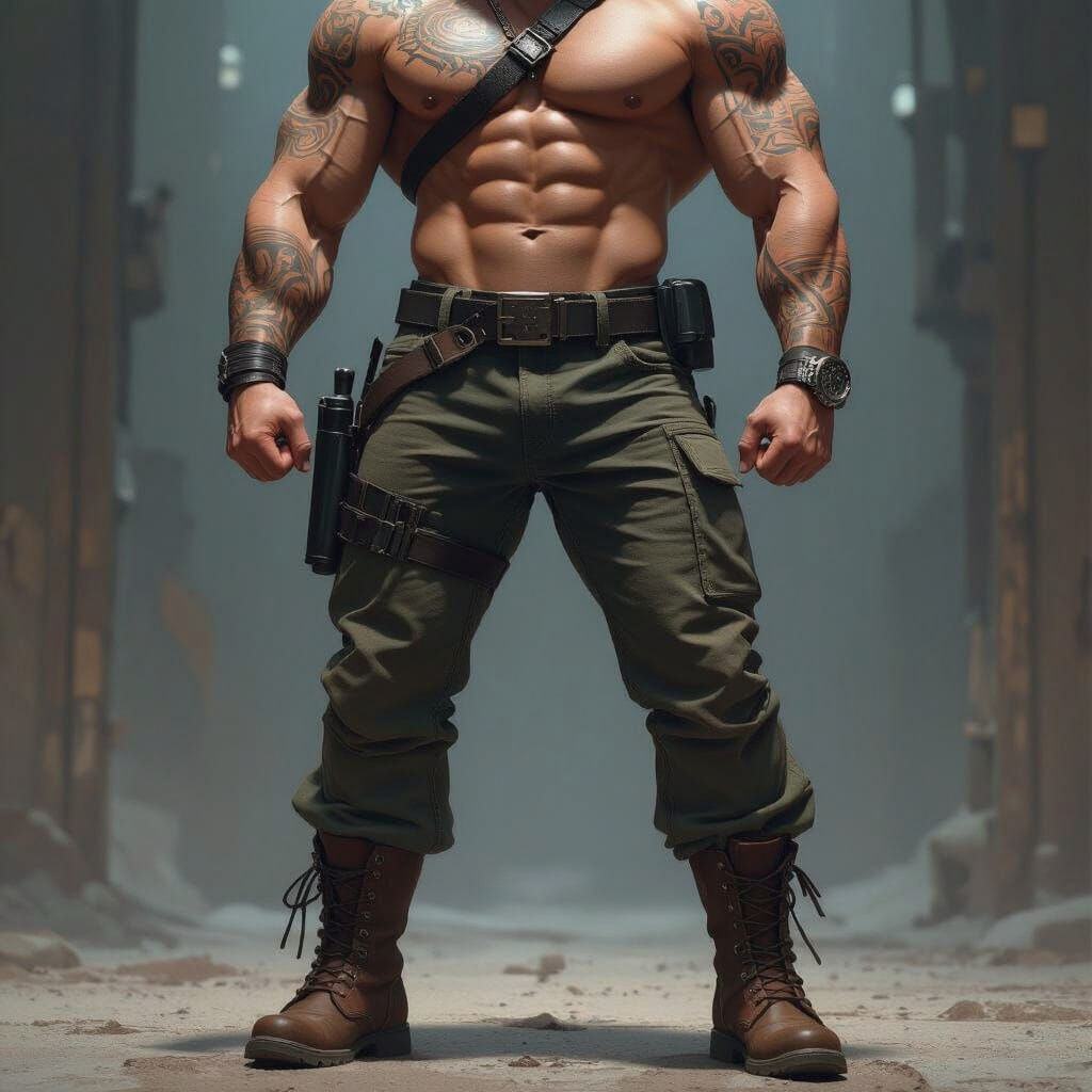 Shirtless Muscular Man Portrait