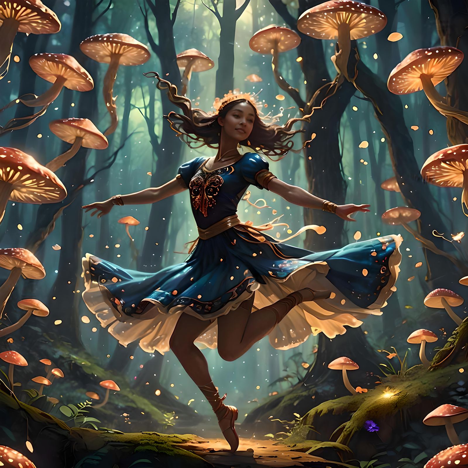 Fantastical Dancer in Mid-Air Leap