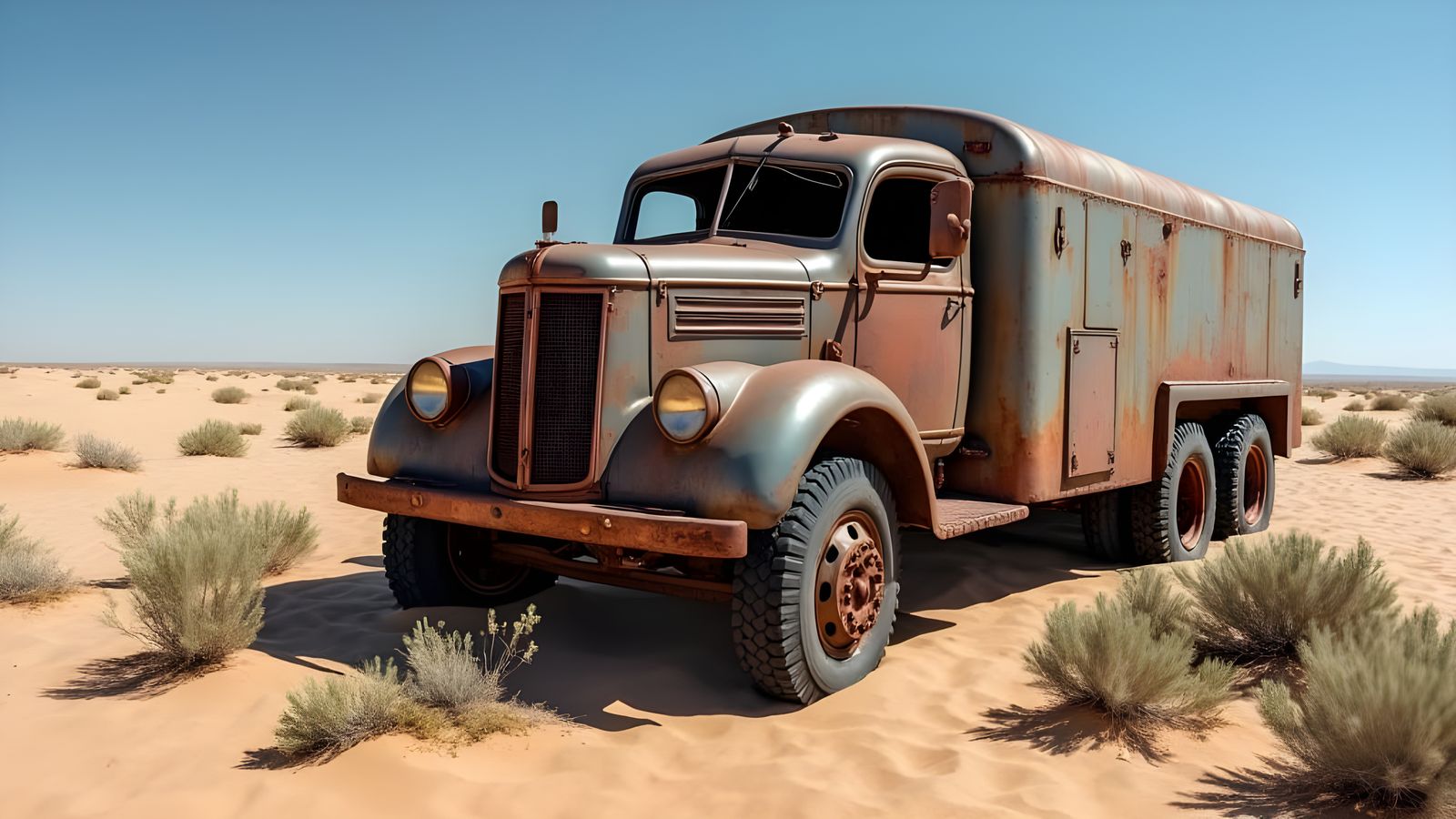 1940s Armored Truck in Desert: Photorealistic 3D Render