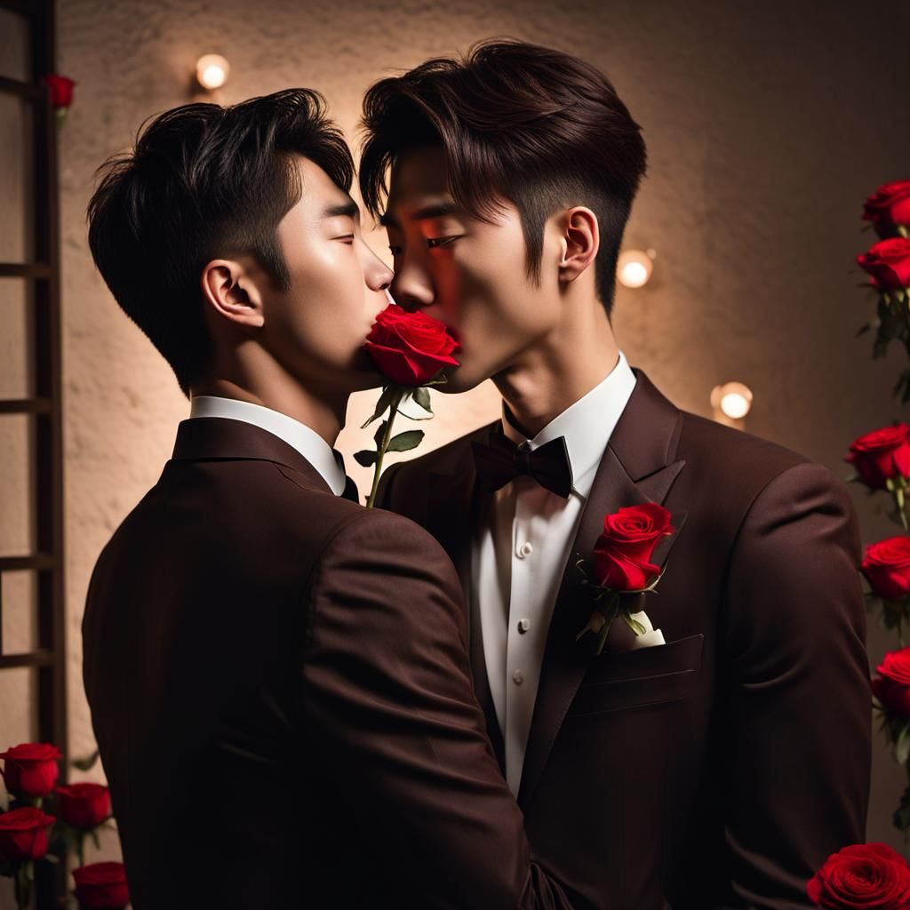 Romantic Encounter in Oil Painting with Roses