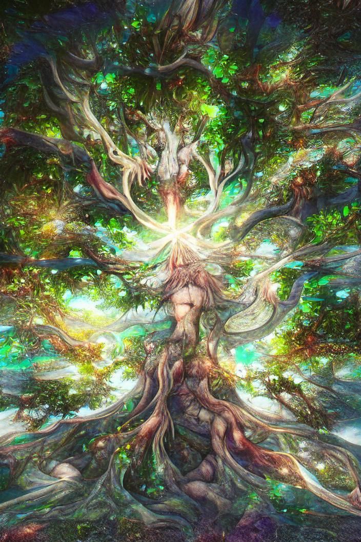 Iridescent 8k Artwork of Yggdrasil