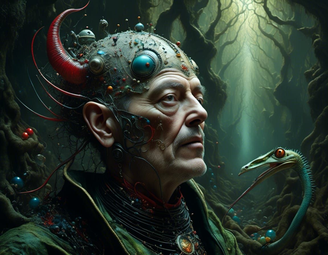 Psychedelic Devil Fantasy Art in Digital Oil Painting