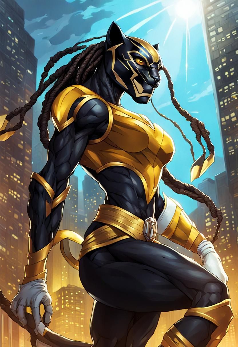 Kaiju Black Panther in Comic Book Art Style