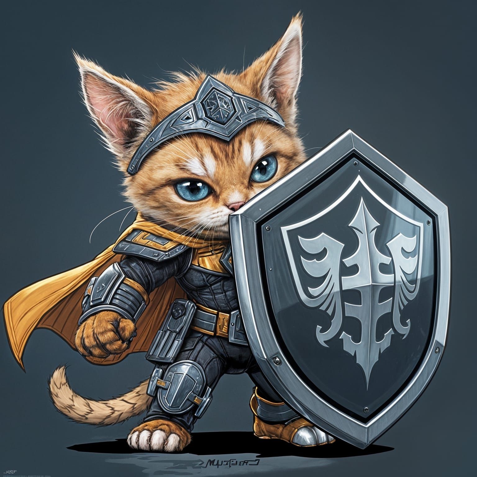 Fierce Warrior Kitten in Futuristic Superhero Gear