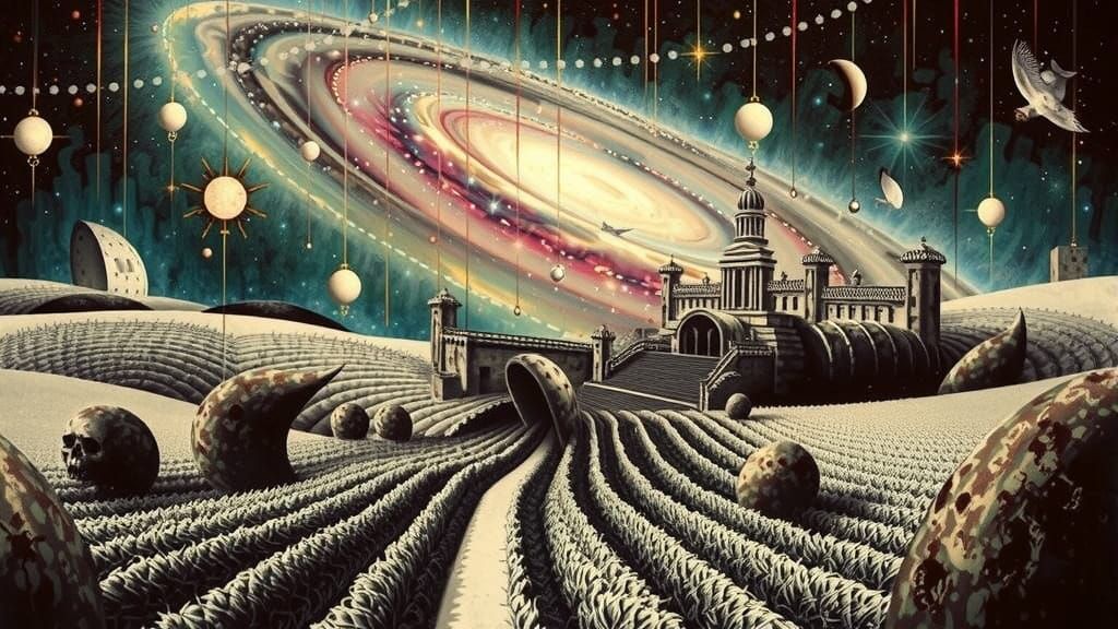 Ethereal Phoenician Mosaic Scene in Dreamlike Surrealist Sty...