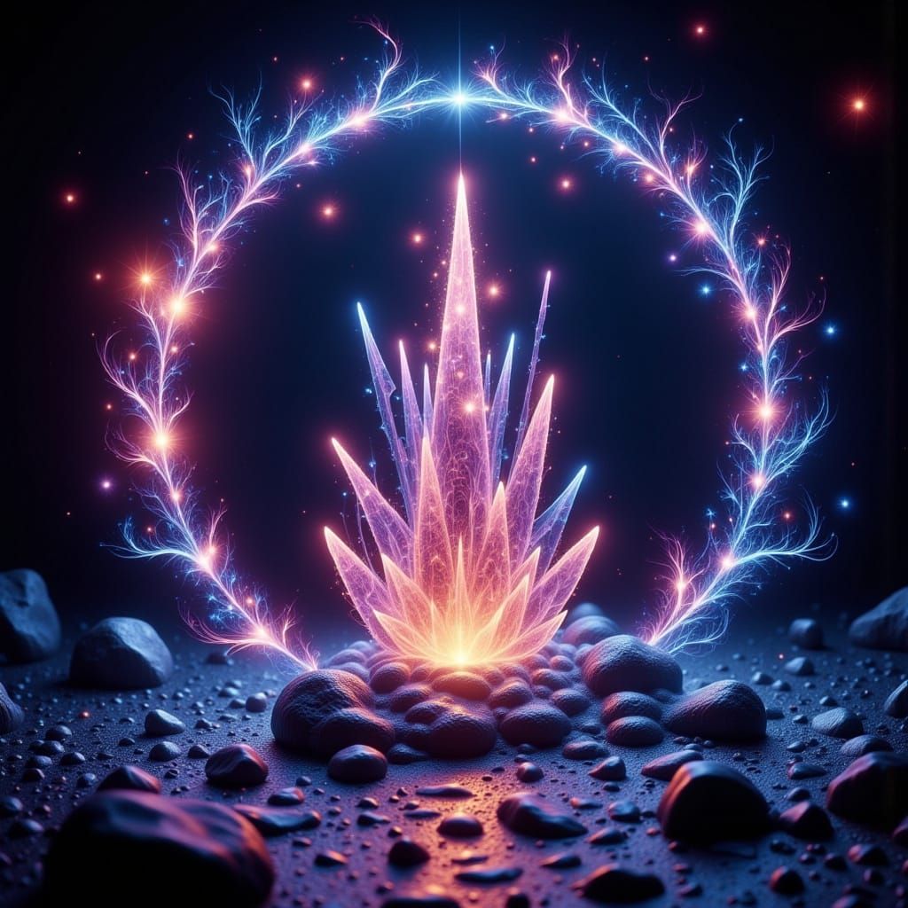 Mysterious Glowing Crystal Cave with Ethereal Light Effects