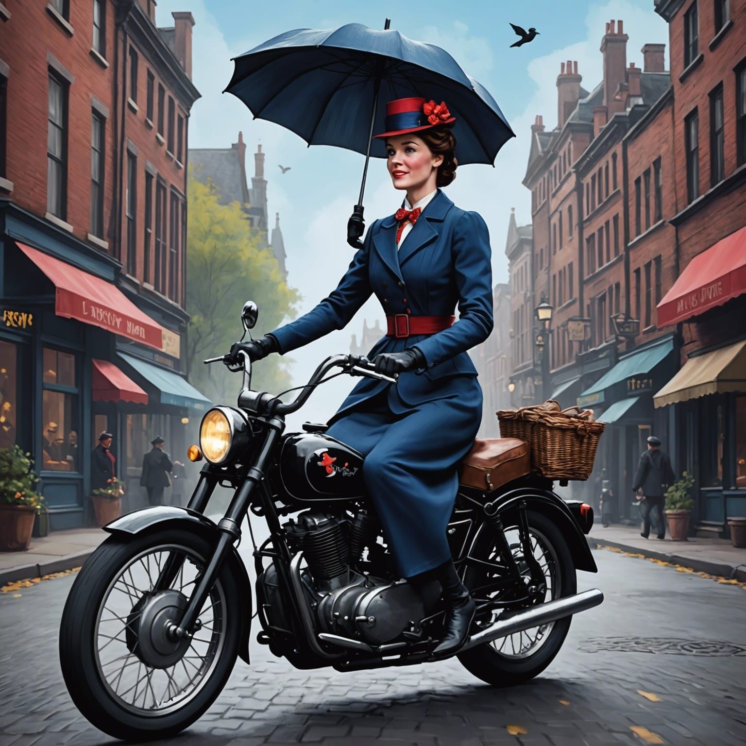 Mary Poppins Rides a Motorcycle