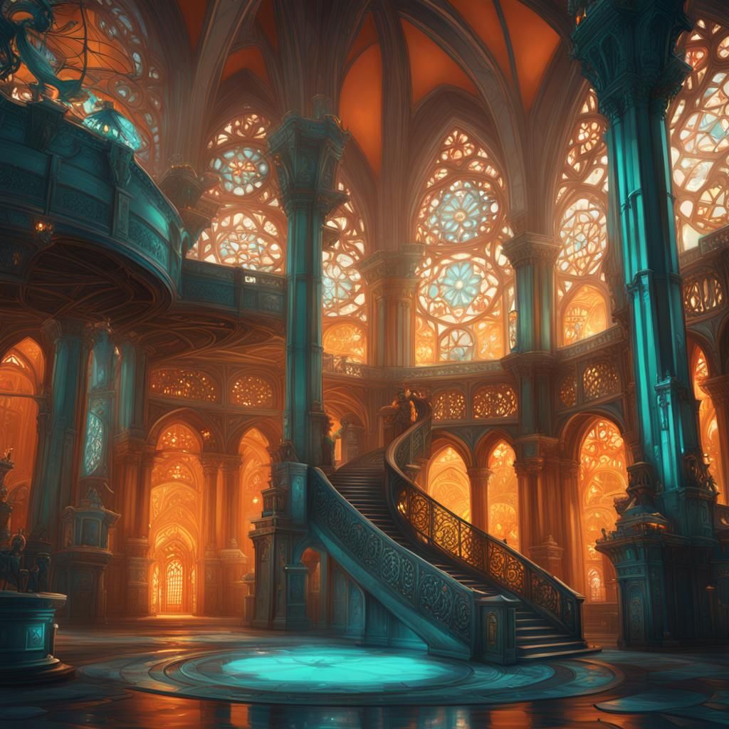 Arkana Tower Concept Art in Art Nouveau Style