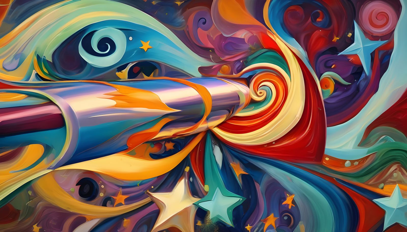 Surreal Cosmic Vortex in Vibrant Oil Painting