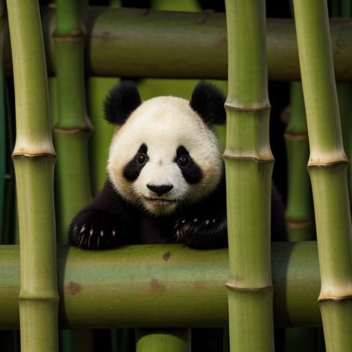 Baby Panda Plays Hide-and-Seek in Bamboo