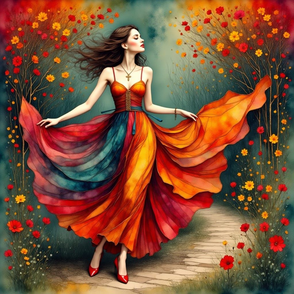 Ethereal Dreamer in Vibrant Dance
