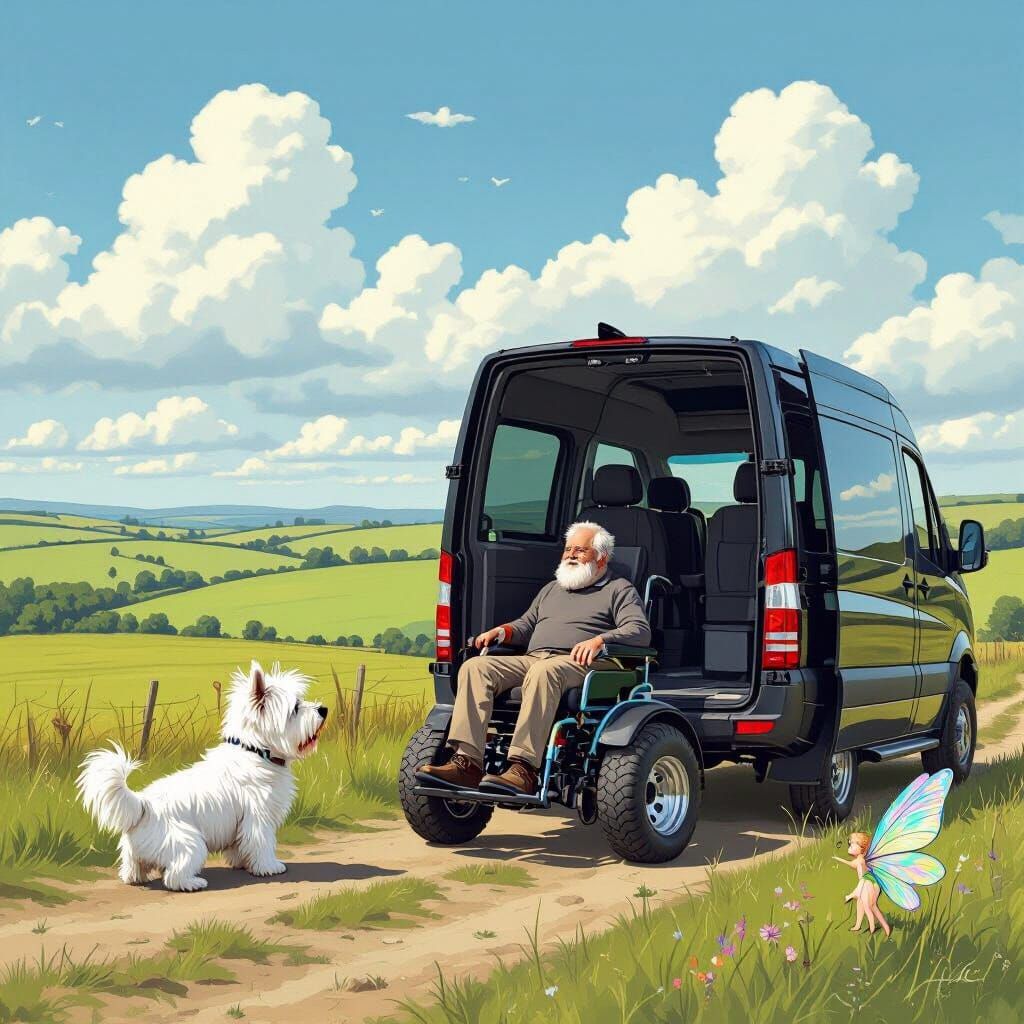 Mercedes Sprinter Van with Fairy in Whimsical Style