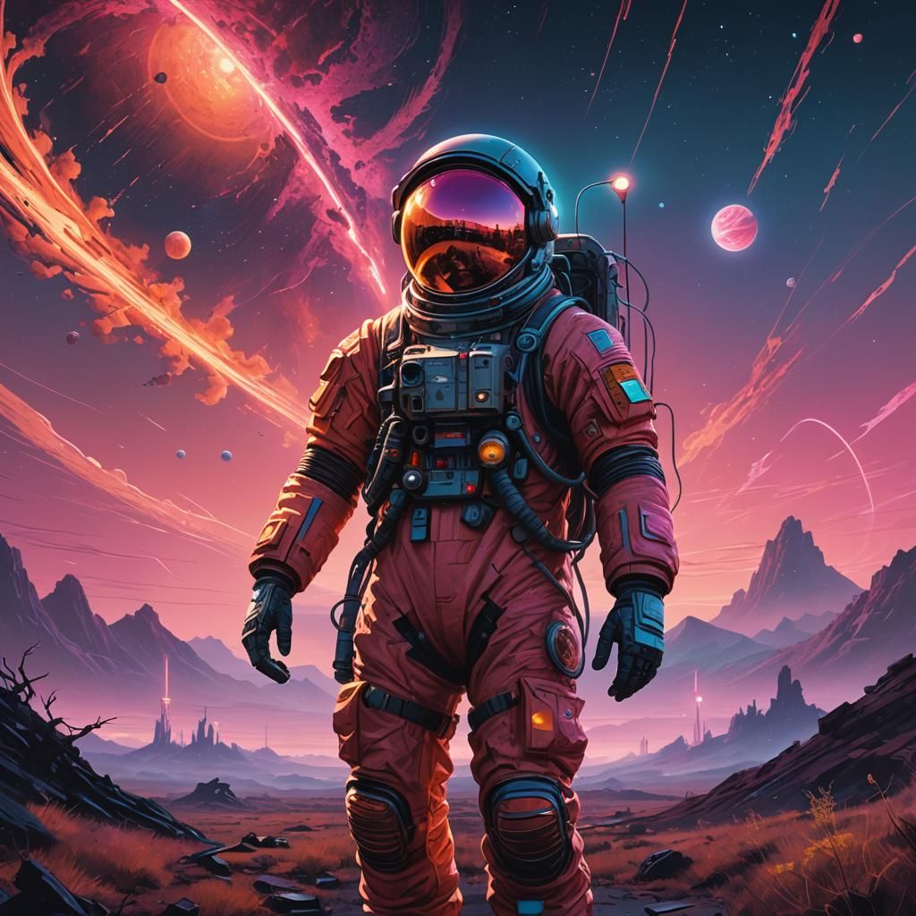 Astronaut in Alien Landscape Concept Art