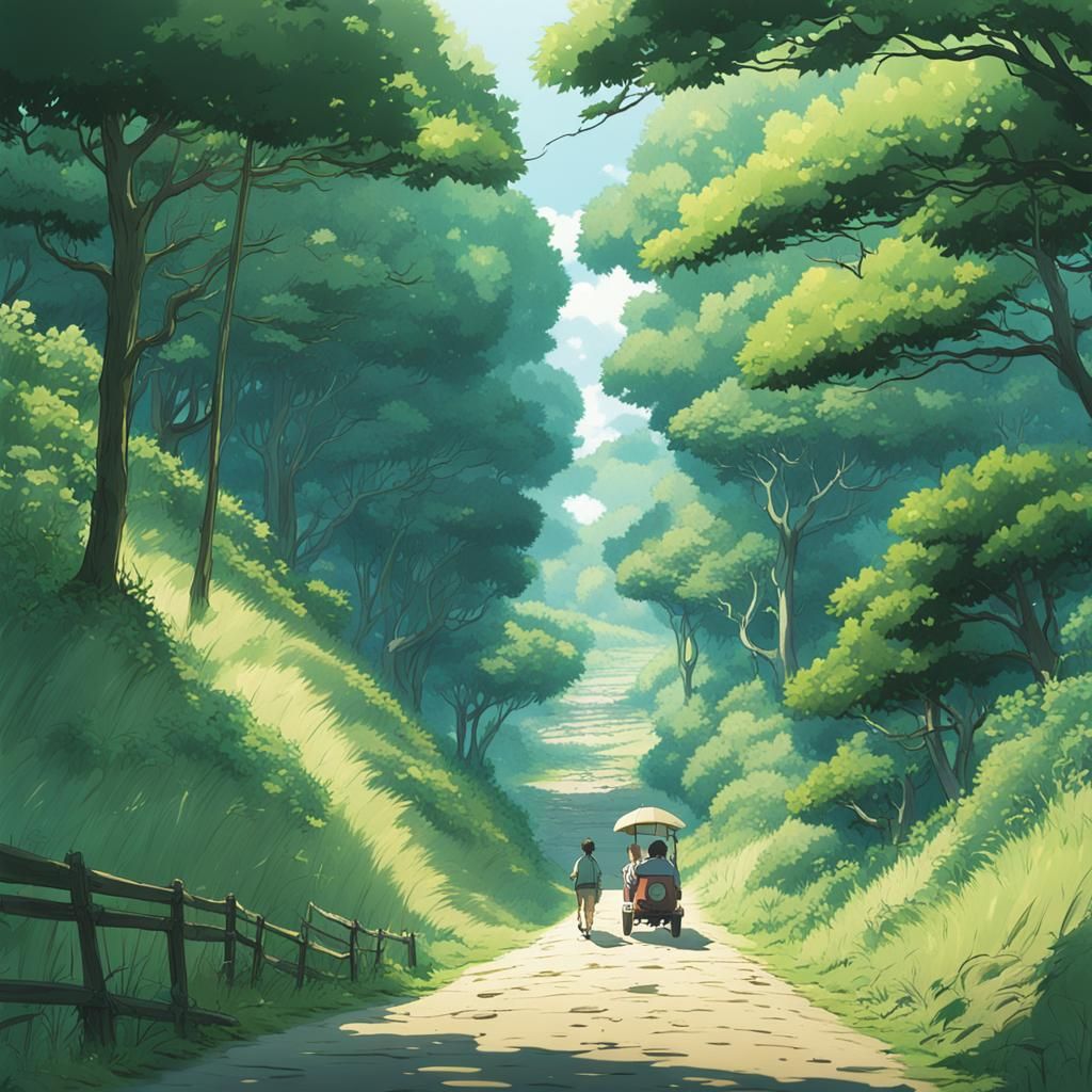 Person Struggles on Hill: Anime Key Visual