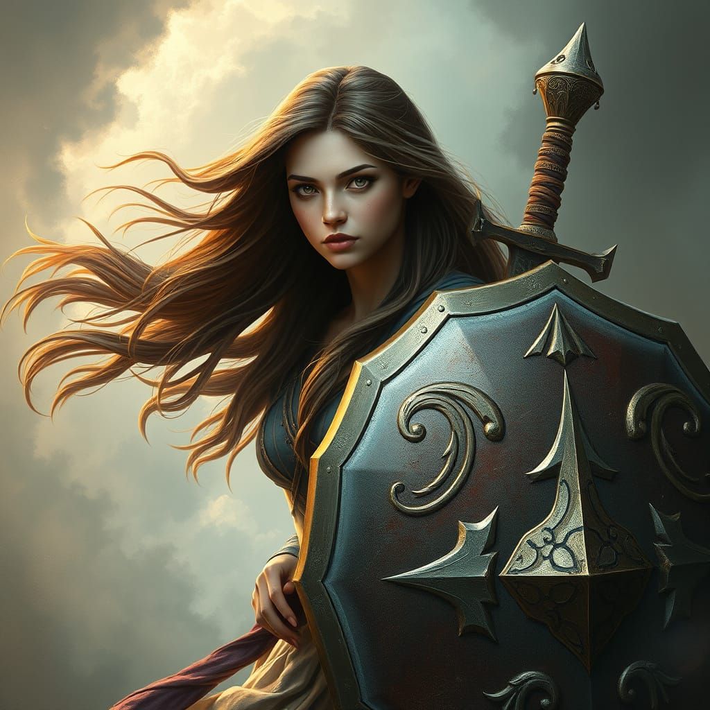 Ethereal Warrior in Dreamlike Realism