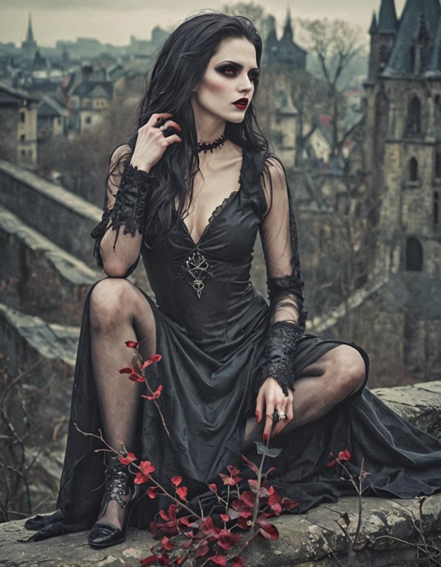 Gothic Vampire Model Close-Up