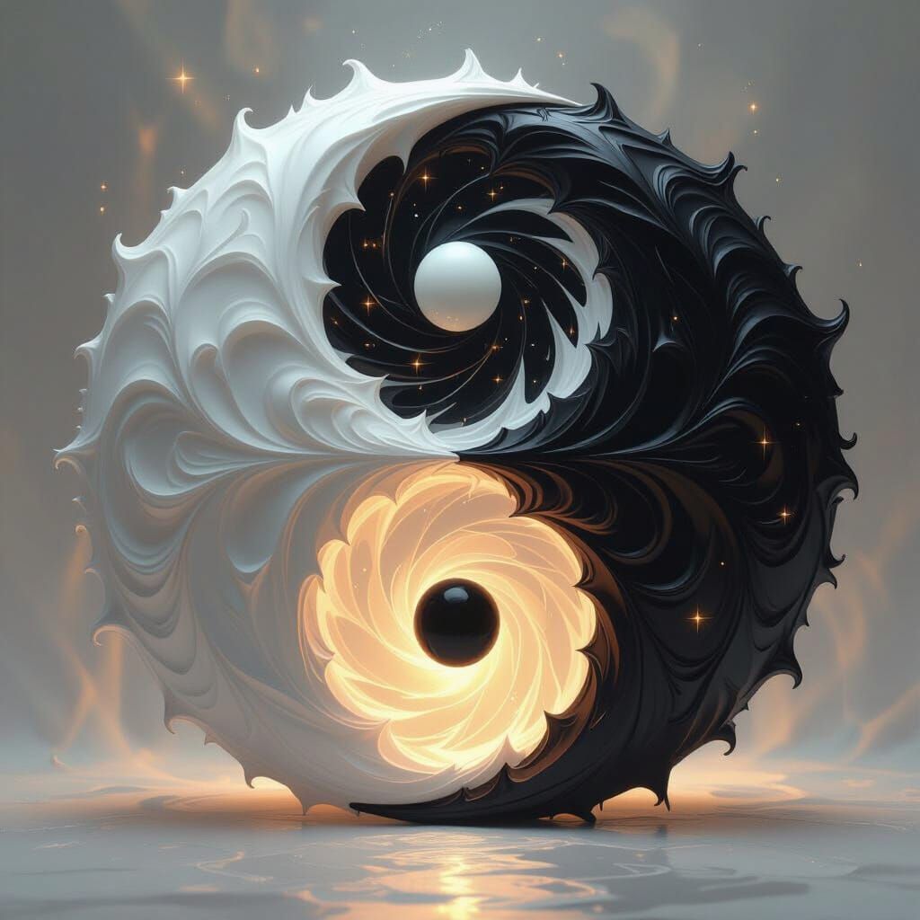 Mystic Ying Yang Symbol with Celestial Energy