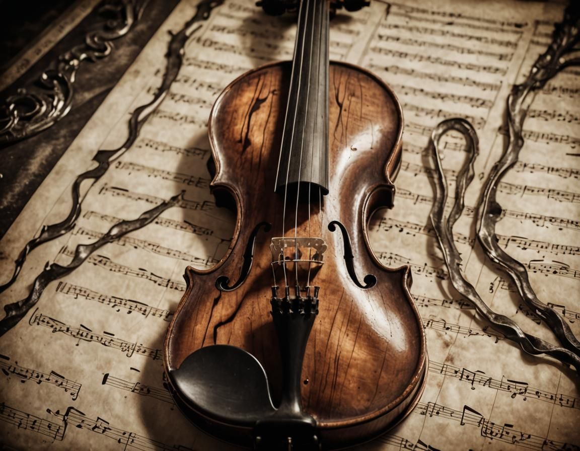 Lovecraftian Violin in Sepia Tones, Giger Style