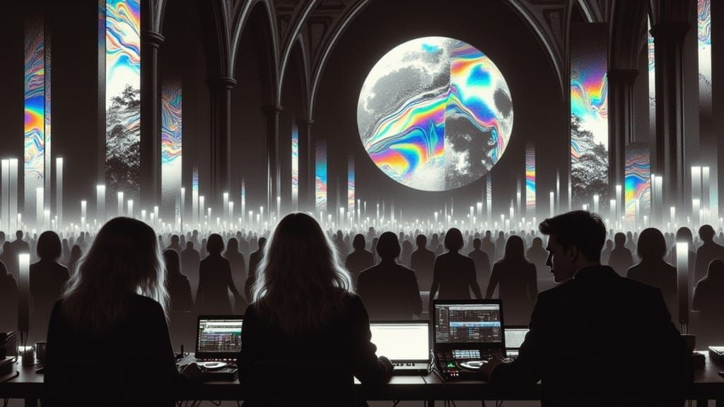 Rave in Gothic Church with Glitch Art