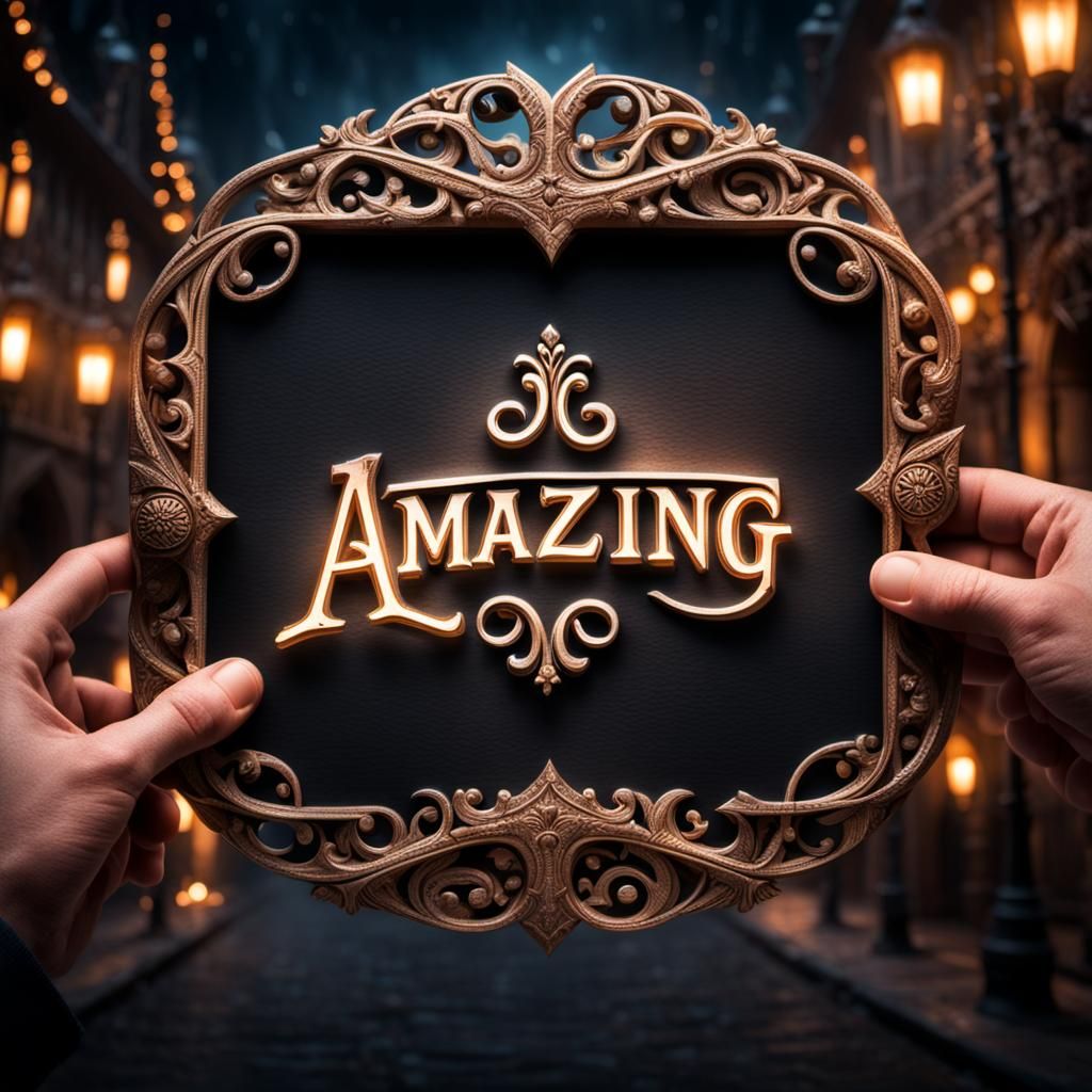 Hand Holding Illuminated "Amazing" Sign in HDR