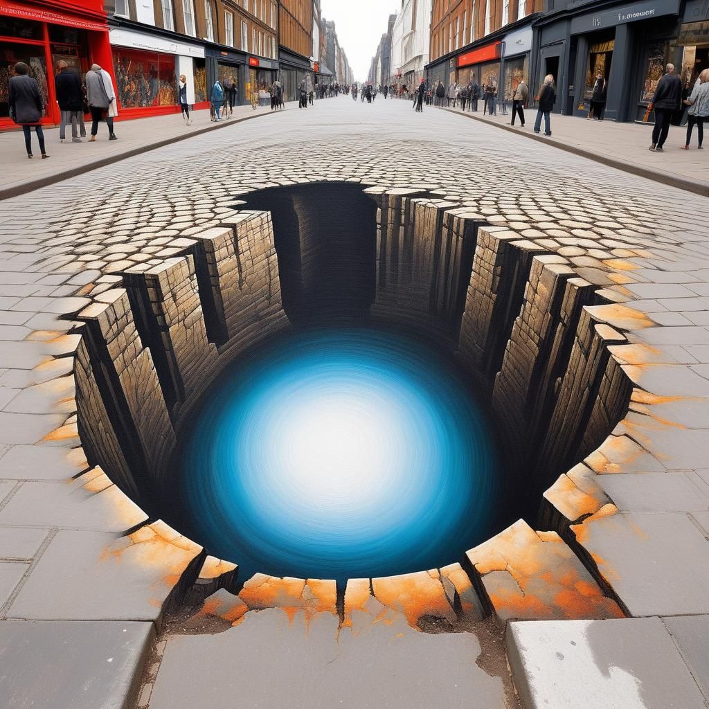 Optical Illusion ~ Hole in the Sidewalk ~ Pavement Art ~ #002