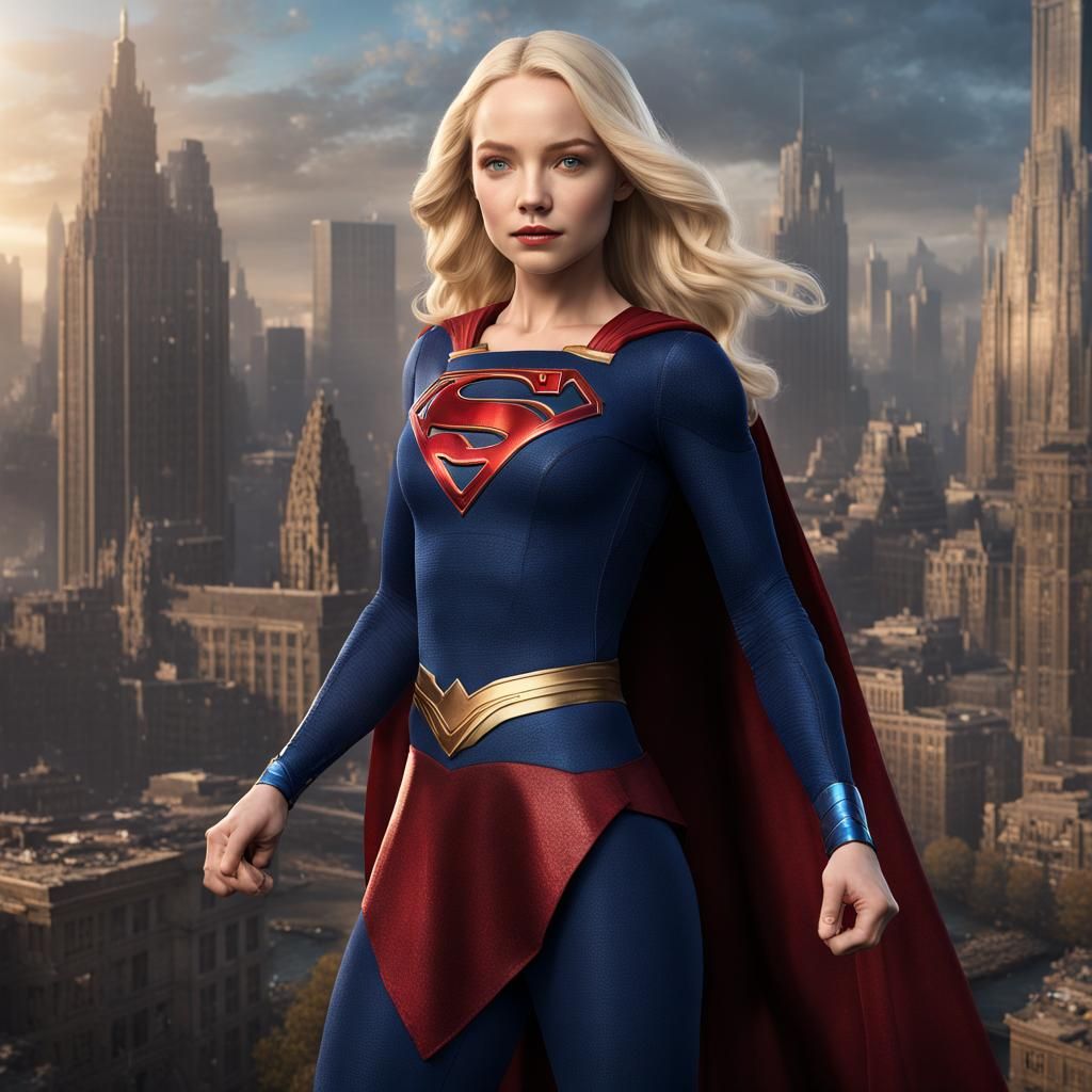 Supergirl Cinematic Portrait: Detailed Matte Painting in 8K